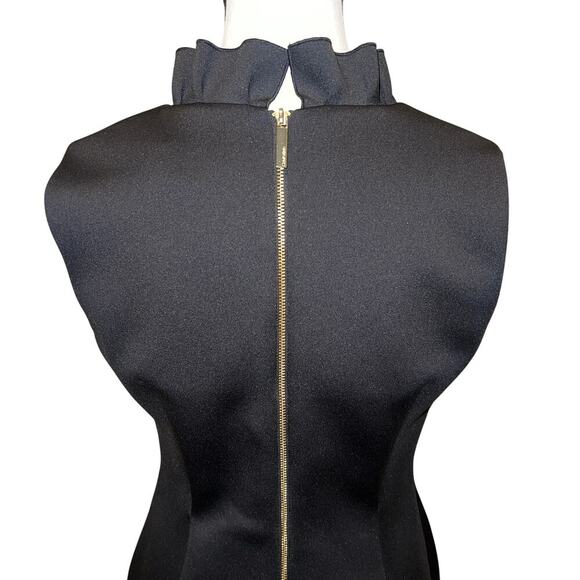 Calvin Klein Ruffle V -Neck Fitted Sheath Dress Cocktail Black Tie Size 6 - Picture 6 of 14